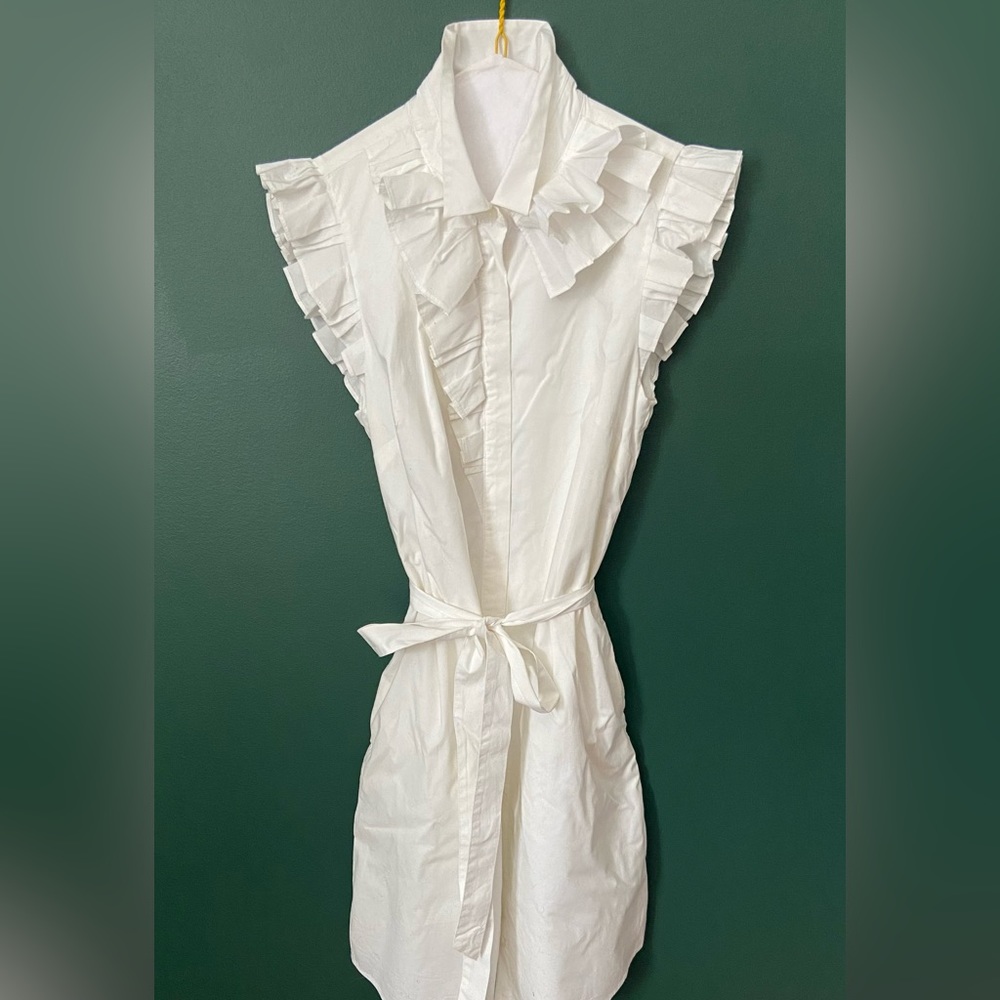 Crisp white tuxedo style sumner dress